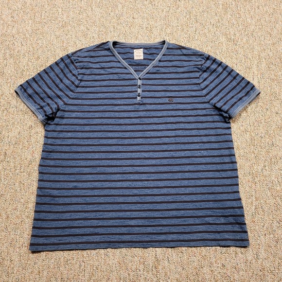 Brooks Brothers Other - Brooks Brother Shirt Mens 2XL Blue Striped Henley V Neck Pullover Short Sleeve